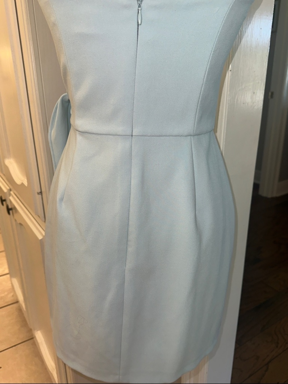 French Connection Strapless Light Blue Tie-Waist Mini Dress - Picture 4 of 5
